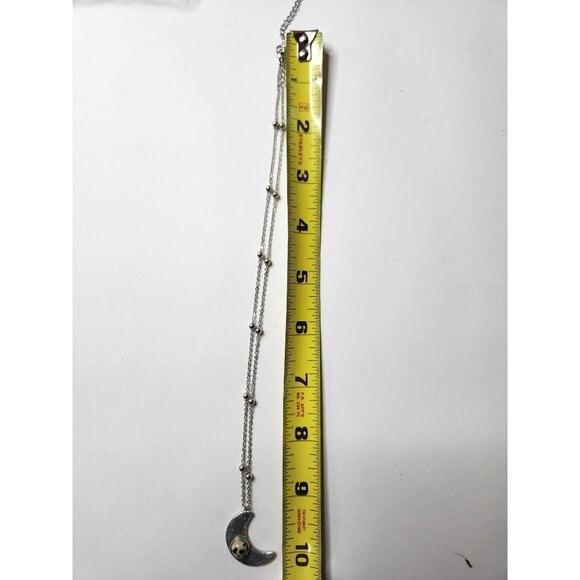 Celestial necklace Silver tone crescent Moon Natural Stone Accent By Lek - Picture 5 of 6